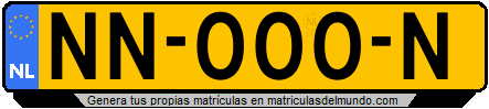 Matrícula de Holanda amarilla NL combinación NN000N