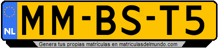 Matrícula de los vehiculos de velocidad limitada con fondo amarillo MMBS