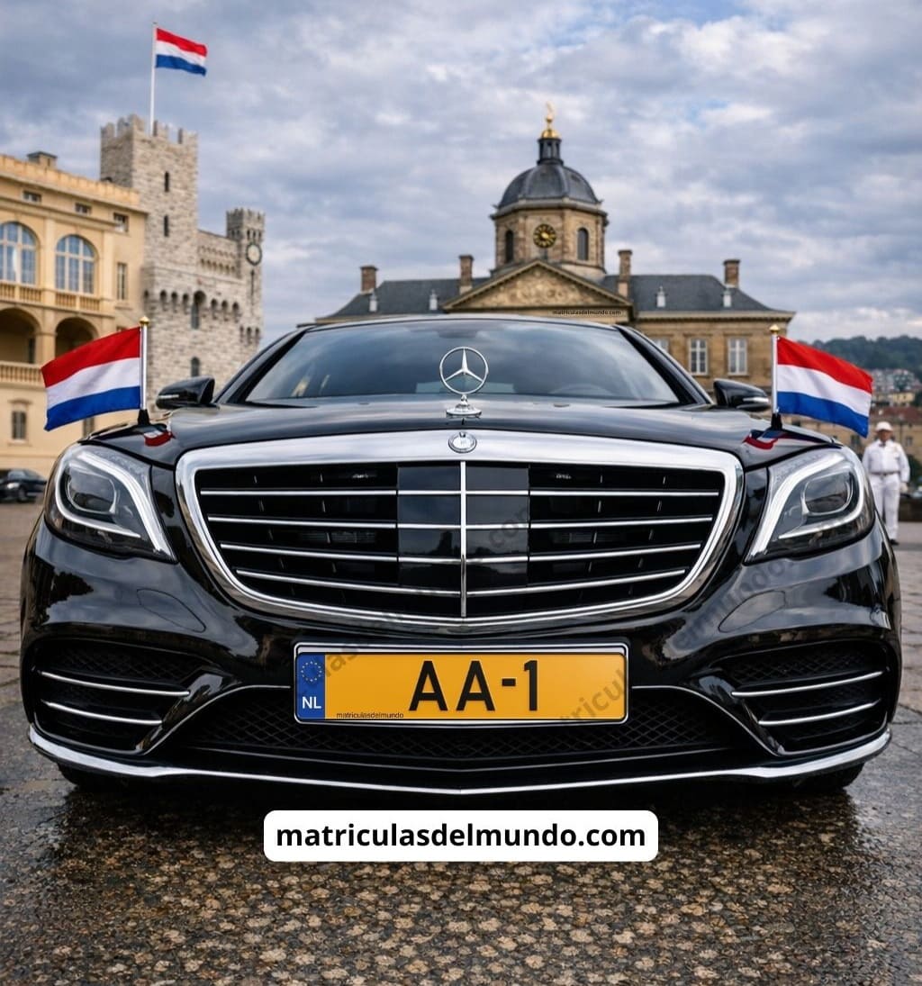Mercedes oficial de la Casa Real de los Países Bajos con matrícula AA-1