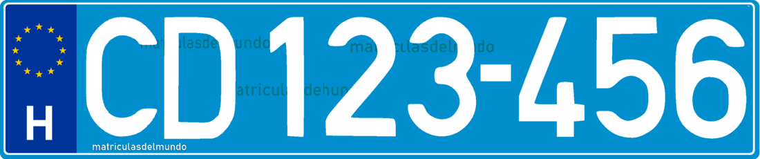 Matrícula especial de Hungría de color azul para cuerpo diplomático