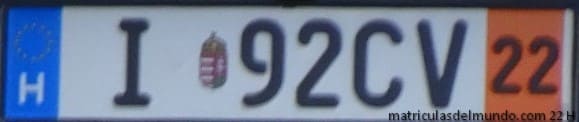 Matrícula especial de Hungría I92CV 22