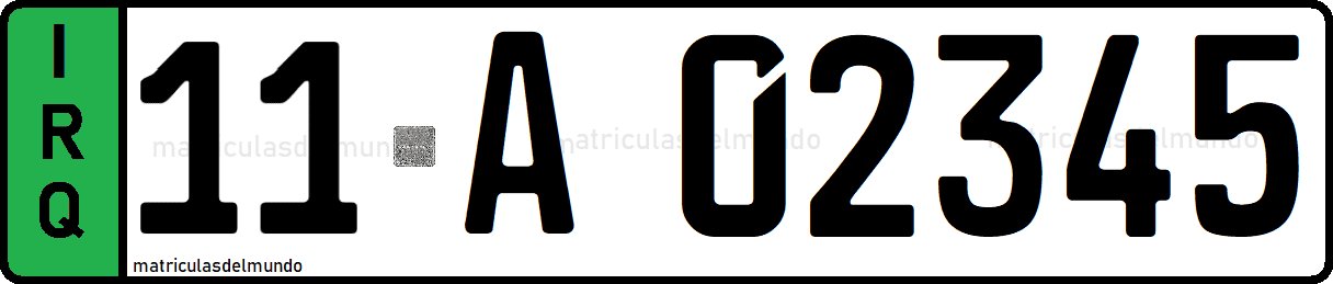 Matrícula oficial verde de Iraq