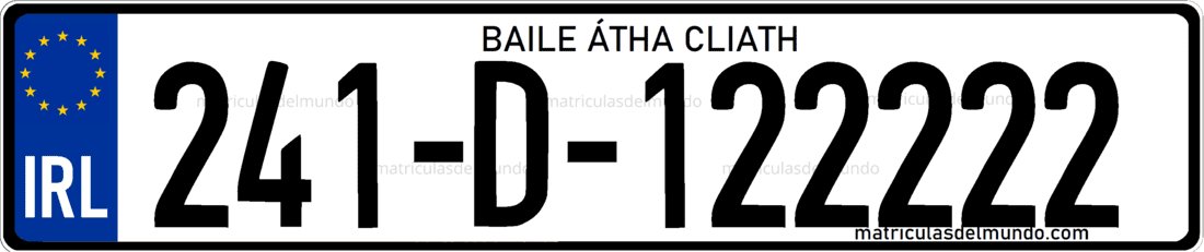 Matrícula de coche de importación de Dublín en Irlanda