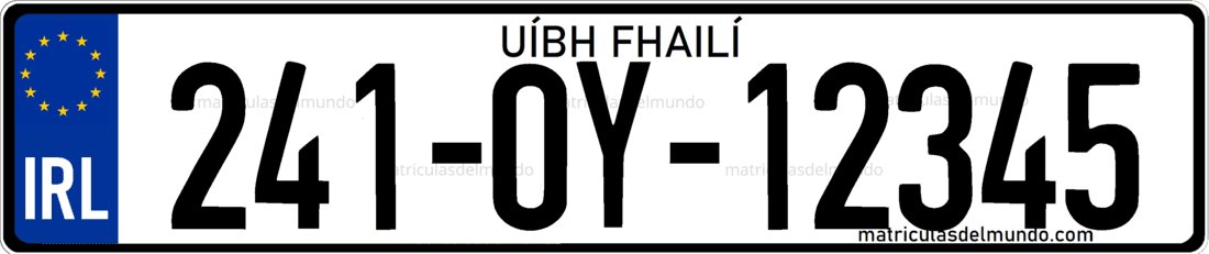 Matrícula de coche de Irlanda con tres números a la izquierda