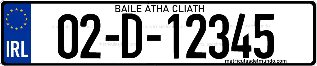 Matrícula de coche de Irlanda con dos números a la izquierda
