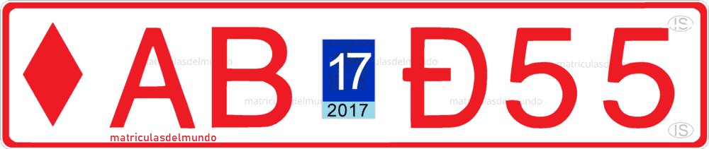 matricula coche Islandia roja comercial