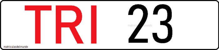 Matrícula de coche de Trieste con el código TRI para identificar a la región Matrícula de coche de Trieste italiano con letras TRI