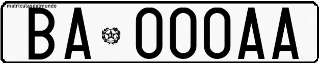 Matrícula italiana BA000AA correspondiente a febrero de 1998