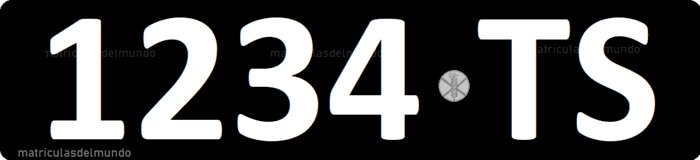 Matrícula de coche de Trieste con el código TS en el período italiano Matrícula de coche negra de Trieste italiano con letras TS