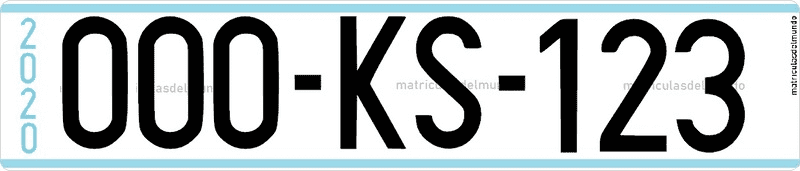Matrícula neutra de Kosovo de 2020 y letras KS