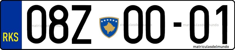 matrícula de Kosovo especial para coche oficial a nivel regional con letra Z