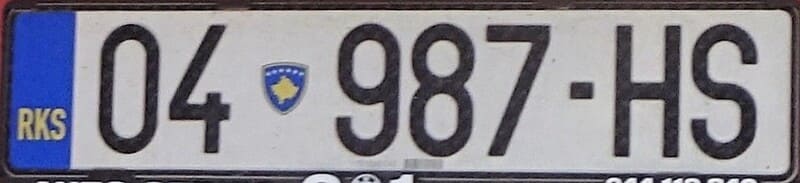 Matrícula de coche de Kosovo de la región de Prizren con código 04