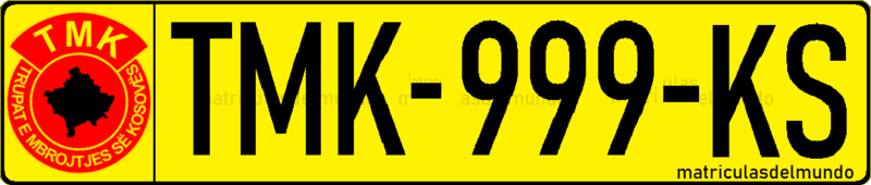 Matrícula antigua de Kosovo de las Fuerzas de Protección de Kosovo TMK