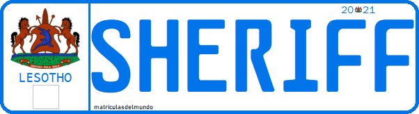 Matrícula de Lesoto personalizada SHERIFF