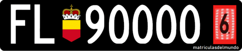 Matrícula de coche negra de exportación de Liechstenstein con números blancos