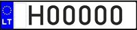 Matrícula de vehículo histórico de Lituania actual de ejemplo H00000