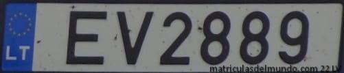 Matrícula para vehículo eléctrico de Lituania con letras EV