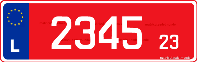Matrícula de coche actual de Luxemburgo de concesionario con fondo rojo
