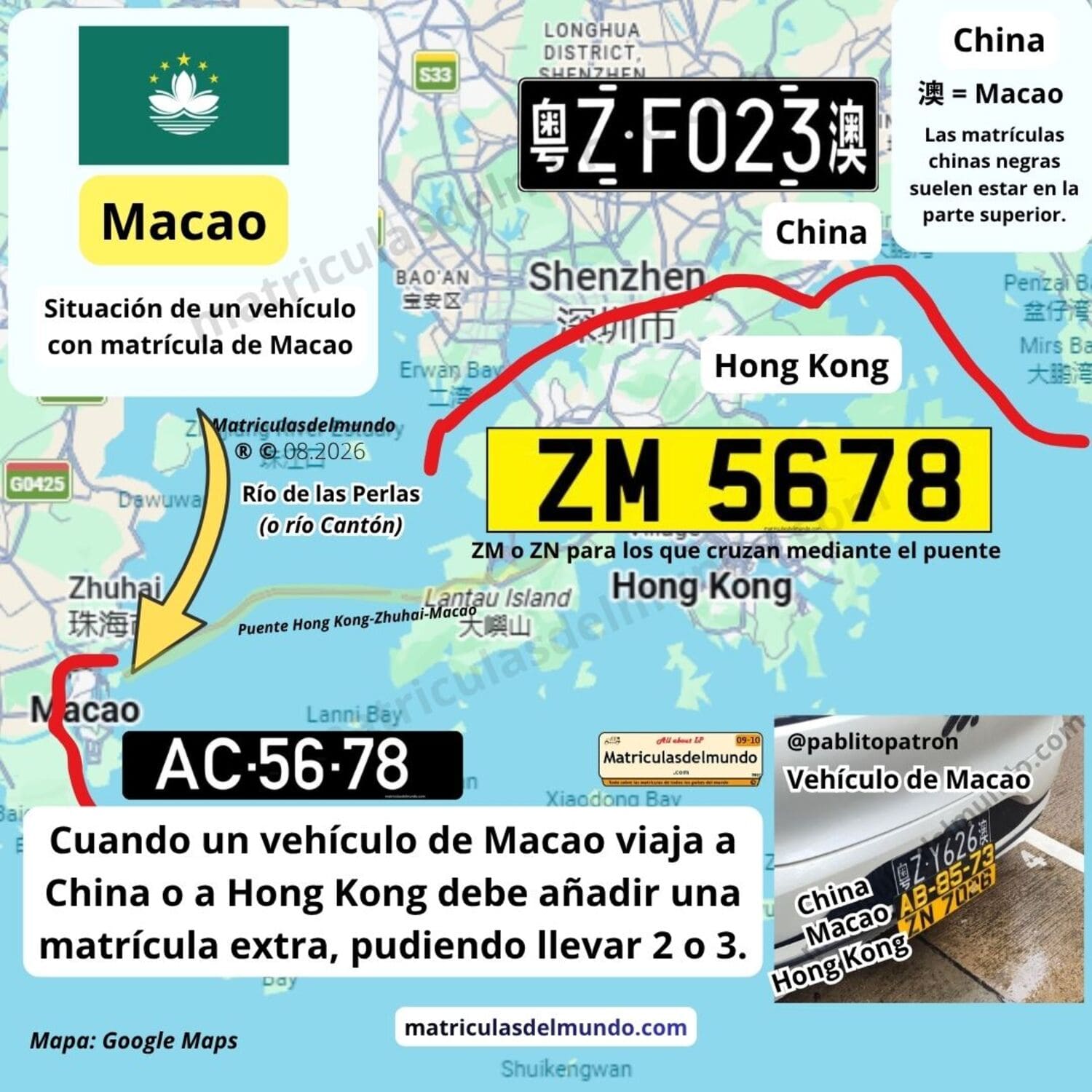 Funcionamiento de las matrículas de Macao al viajar al extranjero