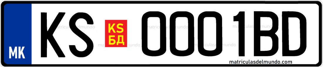 Matrícula antigua de Macedonia del Norte con código internacional MK