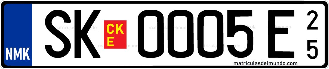 matrícula de Macedonia del Norte temporal con números a la derecha