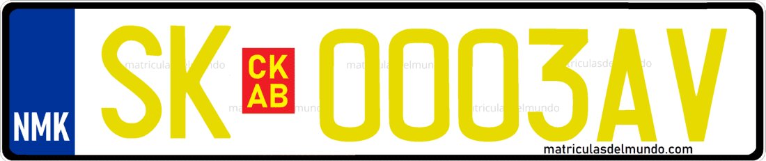 matrícula de Macedonia del Norte amarilla para maquinaria y tractor
