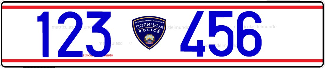 matricula macedonia del norte letras azules policia