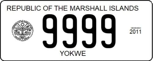 Matrícula de coche de Islas Marshall actual en Oceanía