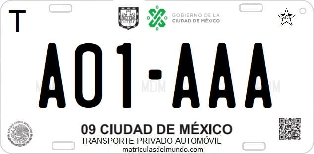 Placa de matrícula de la ciudad de méxico desde 2022