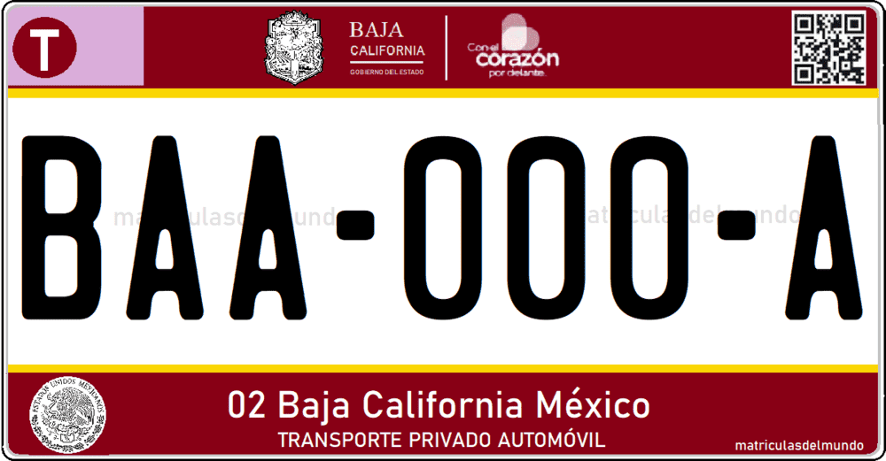 como es placa matricula vehicular de Baja California trasera