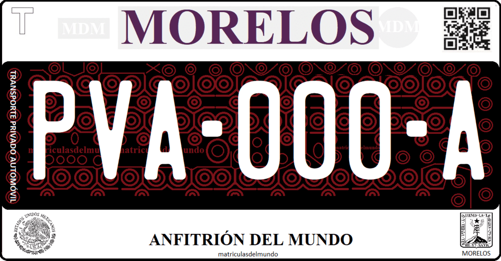 Placa de matrícula de Morelos negra argentina anfitrion del mundo