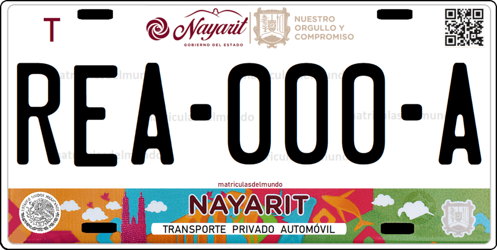 Placa de matrícula de Nayarit Nuestro Orgullo y compromiso