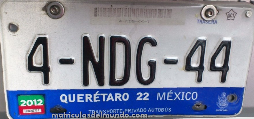 Matrícula placa de autobus de México actual imagen de Queretaro