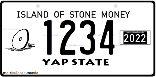 matrícula de coche de Yap actual isla de la moneda