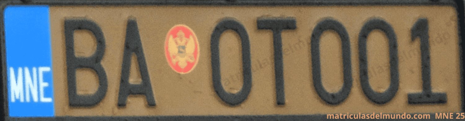 Primera matrícula amarilla de coche histórico de Montenegro de región BA