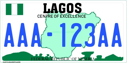 Matrícula de coche de Nigeria actual en África