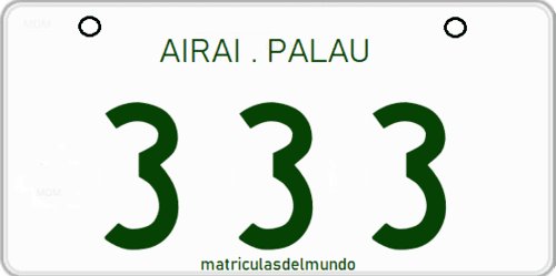 Matrículas actuales de Airai en Palau