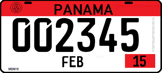 Matrícula de coche de Panamá de 2015 con franja roja