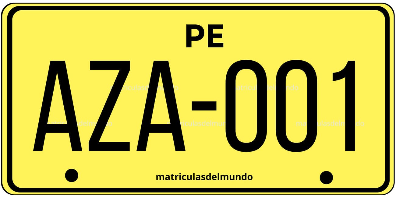 Placa antigua de Perú utilizada entre 1995 y 2009 con fondo amarillo