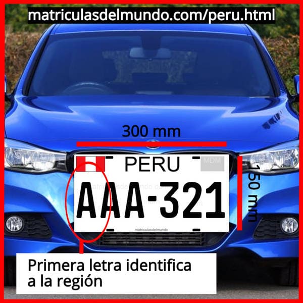 Placa de registro de Perú de coche privado
