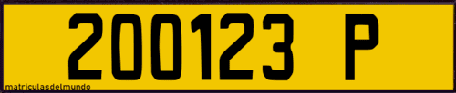 Matrícula de Polinesia francesa de ejemplo 200123P amarilla