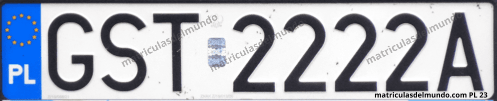 matrícula de coche de Polonia GST con numero 2222