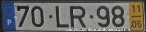 Matricula-chapa de Portugal con las letras LR 2011