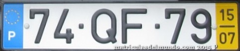 Matricula-chapa de Portugal con las letras QF 2015