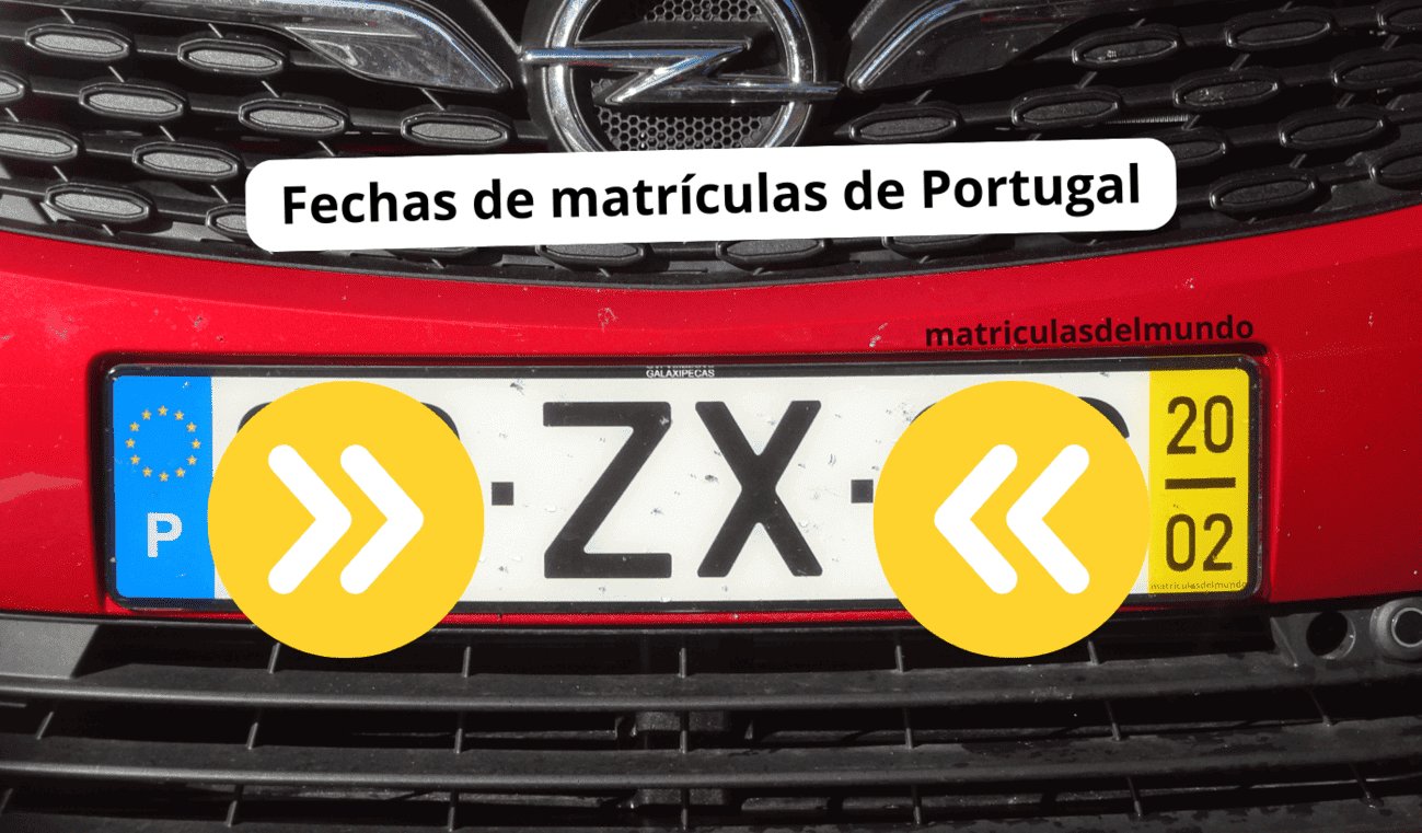Imagen de un coche Opel con matrícula de Portugal con franja amarilla en la derecha