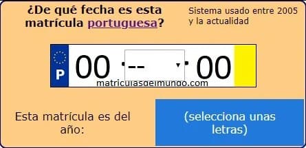 Fechas de matrículas de Portugal