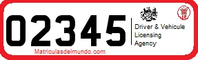 Matricula Matrícula/Patente de Reino Unido roja para cnocesionarios