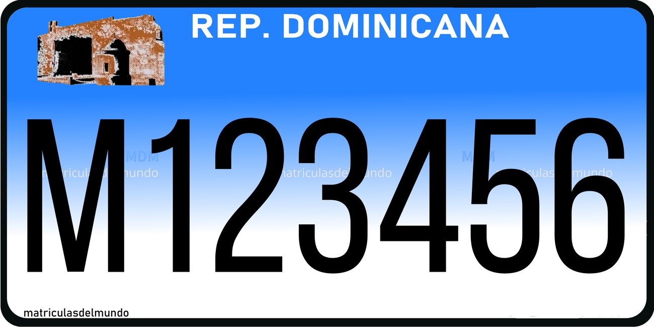 Matrícula de República Dominicana de Automóvil Fúnebre fondo azul