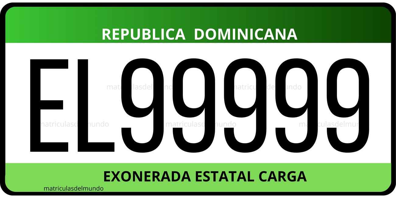Matrícula de República Dominicana exonerada azul de Estatal Carga de ejemplo
