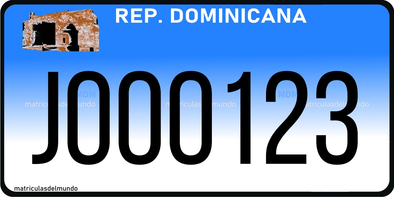 Matrícula de República Dominicana de Montacargas fondo azul